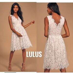 ❤️BNWT Lulus Women’s Love Swept White Lavender MIDI Skater Dress with pockets XL